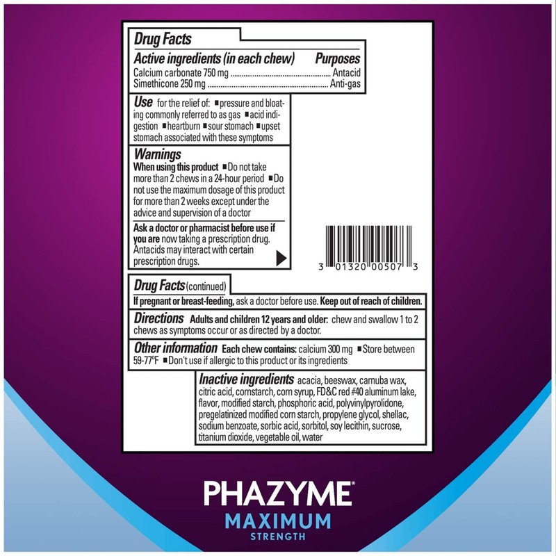Phazyme Maximum Strength Gas & Acid Relief, Works Fast, Cherry