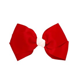 Mia Spirit Large Grosgrain Ribbon Bow Barrette with Contrast Center, Hair Accessory, Hair Clip, For Dance, Cheer, Sports, School, Girls 1pc (red w white)