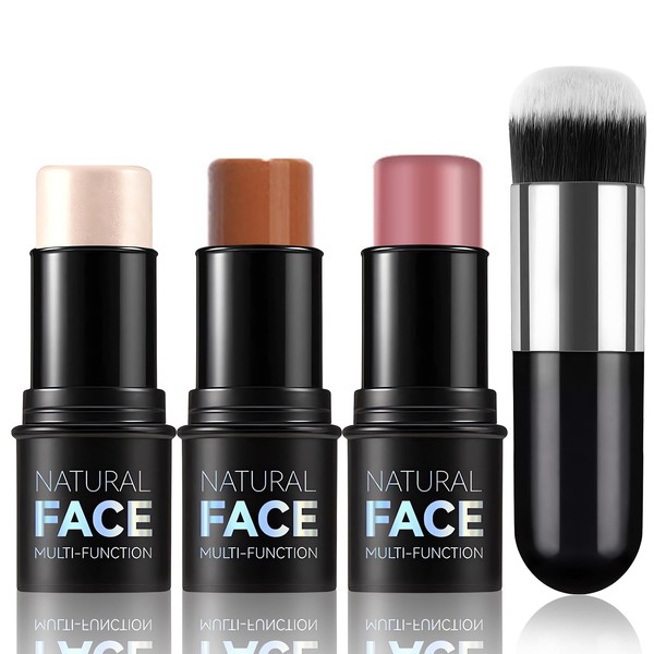 Ledeak 3Pcs Contour Highlighter Blush Stick, Long Lasting Waterproof Bronzer