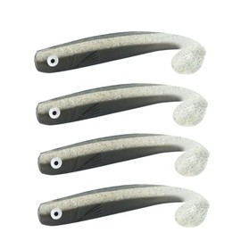 ZANDERKANT - Fishing Lure - Rubber Fish - Mega Kauli - 2 Packs of 2 - Smoke Glitter - 16 cm - Gripper 6/0 - Floating