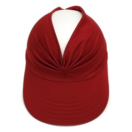 aoozleny Womens Wide Brim Sun Visor Hat, Summer Beach Sport Cap (Red)