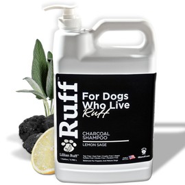Ruff by Lillian Ruff Activated Charcoal Pet Shampoo – Lemon Sage – Deep Cleanser, Deodorizer & Stain Remover – Hydrates Dry Itchy Skin – Puppy & Dog Safe – USA Made (Gallon Pump)