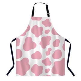 BGBDEIA Cow Pink Apron for Women Men, Adjustable Apron Cooking Kitchen Chef Apron for Home Kitchen, Baking Gardening BBQ, Coffee House, Restaurant