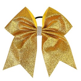 Glitter Hair Ties with Bows Red Hair Elastic Ties Hair Ropes Ponytail Holders Christmas Hair Accessories for Toddlers Girls.(F187) (Gold)