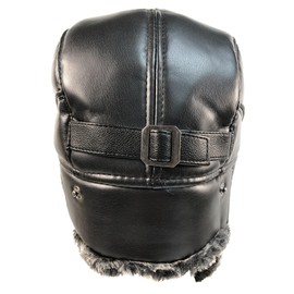 Men’s Winter Trapper Hat Bomber Hat Trooper Aviator Hat Hunting Hat Soft Breathable Fur Ear Flap Hat (MHT203) Black