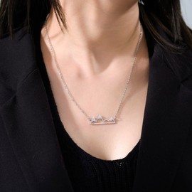 UNIFT Mountain Necklace for Women Stainless Steel Hollow Out Mountain Pendant Necklace Nature Jewelry Gift for Outdoor Lovers (sliver)