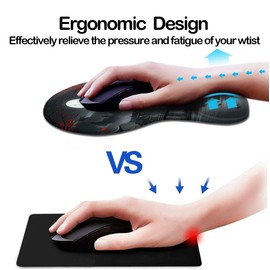 Alfombrilla de mouse ergonómica con reposamuñecas, alfombrilla de mouse para juegos con soporte de muñeca, divertidas almohadillas para orejas de mouse para computadora, alfombrilla de mouse de