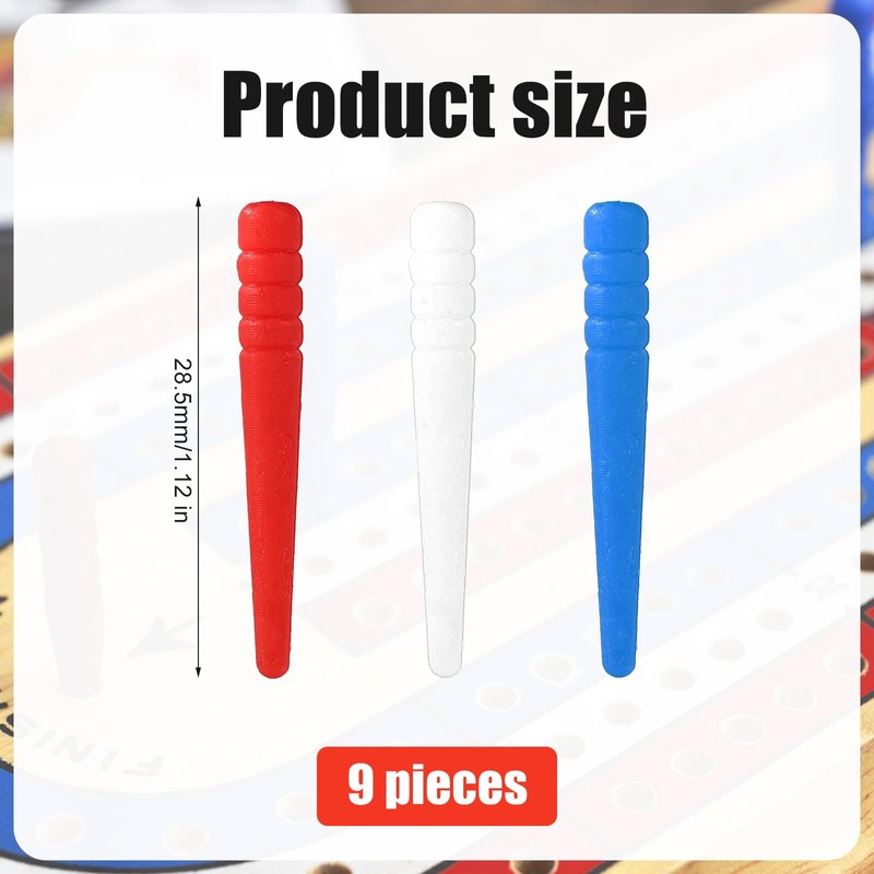 9pcs Cribbage Board Pegs, Plastic Cribbage Pegs Fit 1/8 Holes