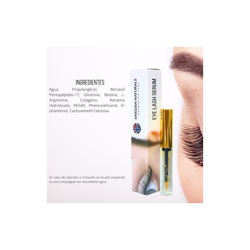Serum Crecimiento de Pestañas y Cejas, 10 ml, Transparente, Sin