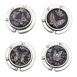 FOME Foldable Purse Hanger - Set of 4 Mixed Color Butterfly Bag Hooks 1.77x3.54in