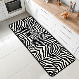 Striped Animal Print Kitchen Rug Non-Slip Machine Washable Laundry Room Rug Runner Quick-Dry Absorbent Waterproof Mat for Floor, Entryway,Hallway, Bathroom,Mudroom,17''x51''