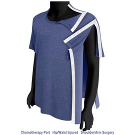 Shoulder Surgery Recovery Shirts Unisex Post Surgery Shirt Left and Right Side Snap Access Recovery T Shirt for Women Men (Medium, Dark blue-30)