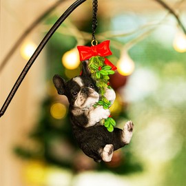 Gift Shop Fancy xn-10e Dog Figurine, French Bull, Santa, Hanging, Width 2.7 x Depth 2.2 x Height 4.9 inches (6.9 x 5.5 x 12.5 cm), Christmas Gift Object, Genuine Product, French Bulldog Black