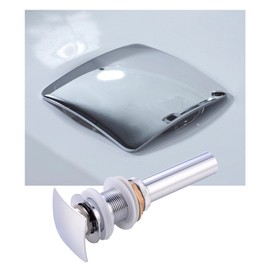 MissMin Square pop up drain without overflow chrome for risen bathroom vessel sink universal push button drain non-overflow match with rectanglar faucets