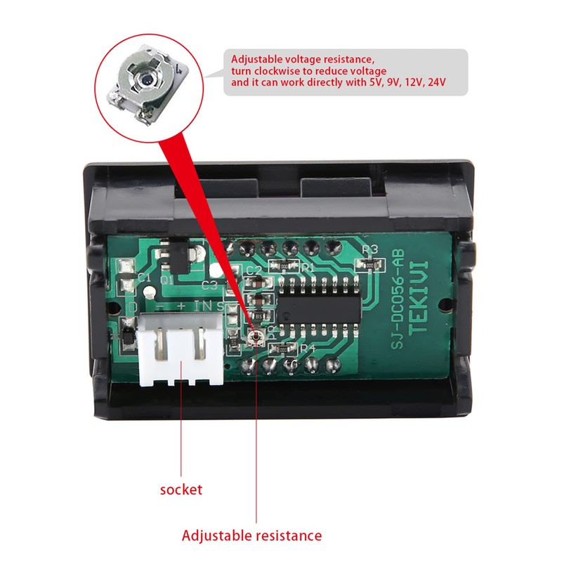 LED Voltmeter Voltage Tester, Digital Display, Voltmeter Panel, High Precision