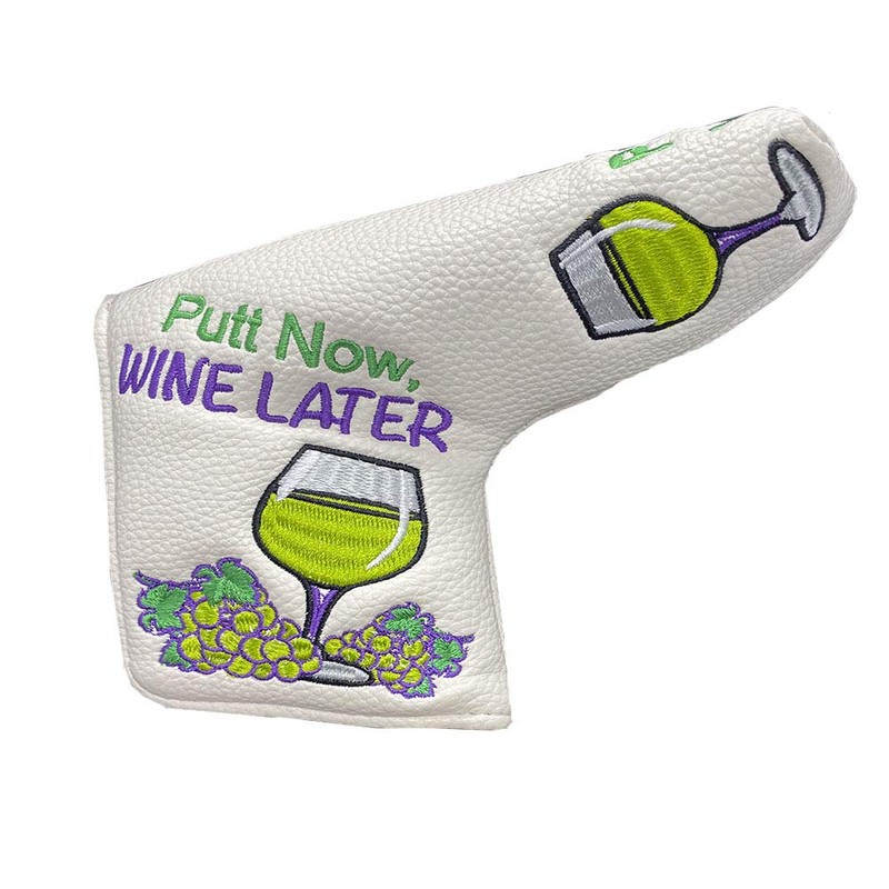 Giggle Golf Blade Putter Cover, PU Leather with Embroidered Designs