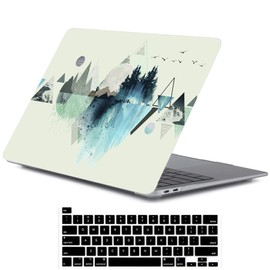 LanBaiLan Compatible con MacBook Pro de 13 pulgadas con Touch Bar 2022 2021 2020 2019 2018 2017 2016 versión M1 M2 A2338 A2289 A2251 A2159 A1989 A1706 A1706 8, estuche para laptop y Cubierta de teclado, patrón de montaña