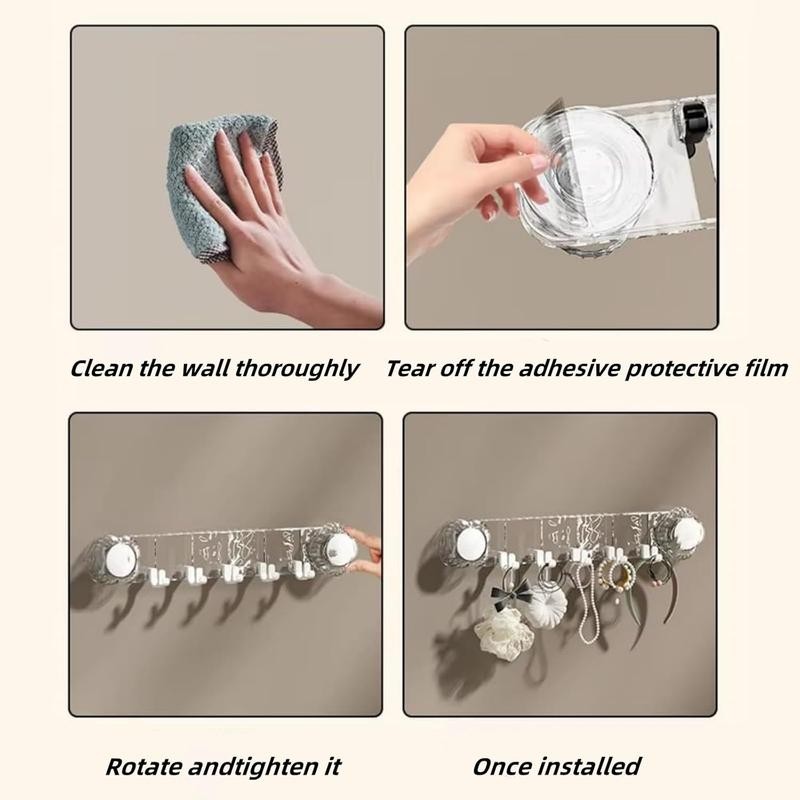 Rotating Shower Suction Cup Hook, Space Saving Non Punch Wall