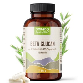 Beta Glucan Kapseln aus Hafer Extrakt | 120 Stück - 1680 mg Tagesdosis, 70% Polysaccharide | vegan - 1 Monatspackung | Dorado Superfoods®