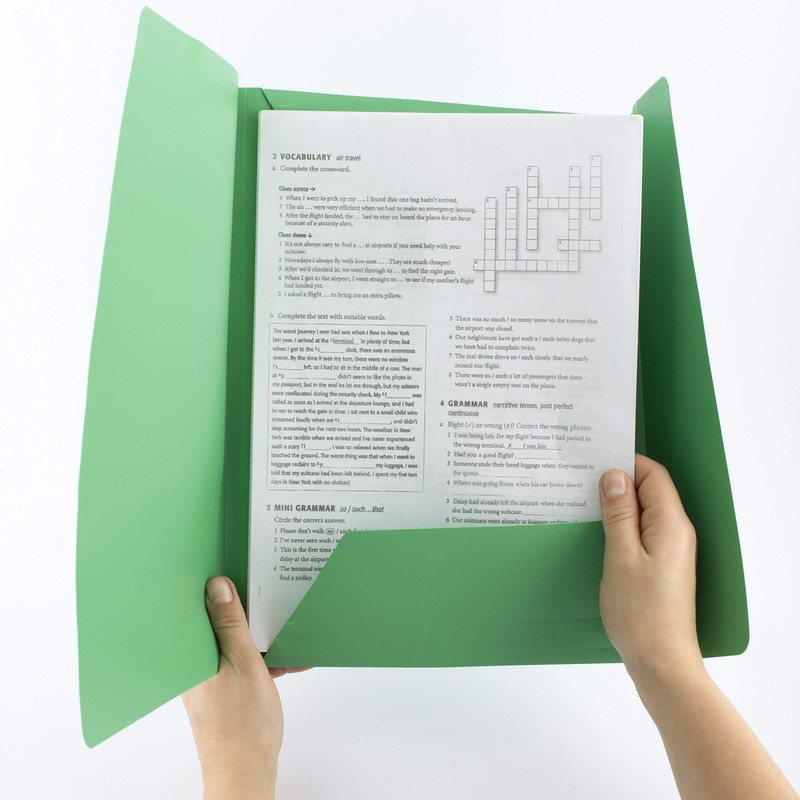 D.RECT Corner Folder with Elastic Band Made of PP Green