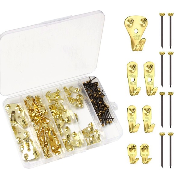 Picture Hooks, Pack of 120 Metal Picture Hangers, Picture Hooks