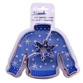 4 inch Ugly Sweater Cookie Cutter with Mini Snowflake - 4” Sweater and 1.4” Snowflake - Stainless Steel