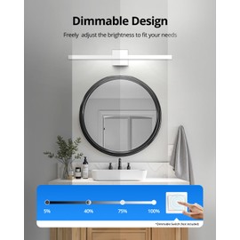 Combuh LED Bathroom Vanity Light Bar Dimmable IP44 Over Mirror Lighting Fixture 24Inch Wall Sconces Indoor 14W Modern Cool White 6000K Chrome
