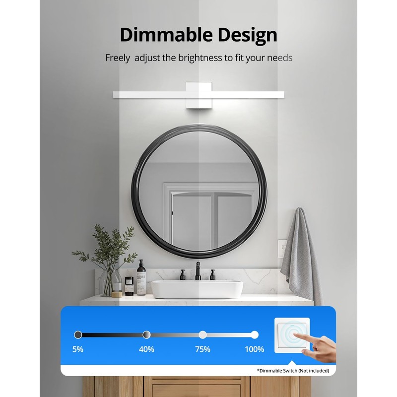 Combuh LED Bathroom Vanity Light Bar Dimmable IP44 Over Mirror