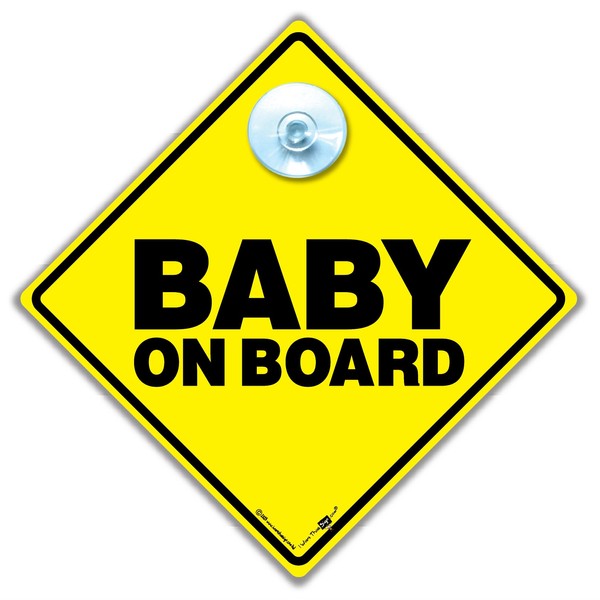 Baby on Board Car Sign, 14 x 14 cm, Yellow