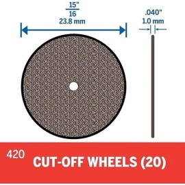 N/A Dremel 420 Cut-off Wheel, 15/16 " (23.8mm) diameter, 0.40" disc Thickness 20pcs