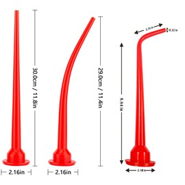 ANZHUO Adhesive Nozzle Set for Sausage Caulking Gun, Red Plastic, 8.4-11.8 Inch Length, 0.32 Inch Diameter, 3 Sizes, for Sealing Seams, Glass Door Installation etc. (1Straight +2 Curved)