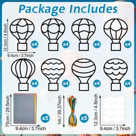32 Sets Hot Air Balloons Tissue Paper Craft Kits Back To School Suncatchers Bulk Stained Glass Effect Hot Air Hanging Ornaments Make Your Own DIY Art Crafts Decor for Kids Classroom School Activities