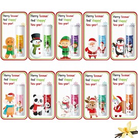 Paquete de 30 bálsamos labiales de Navidad a granel, regalos de fiesta de Navidad, regalos para calcetines, bálsamos labiales de vacaciones, regalos de agradecimiento para empleados, personal