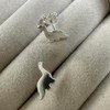 Simple Sterling Silver Dinosaur Stud Earrings, Sterling Silver, No Gemstone