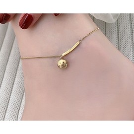 DAINTY Women Girl Titanium Stainless Steel Happy Face Bar Anklet Foot Bracelet 9.5-11"
