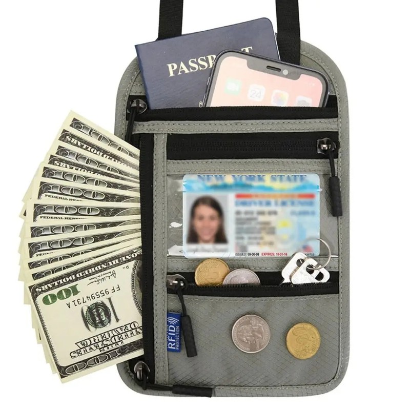 RFID Blocking Travel Neck Wallet for Passports – Lightweight Hidden