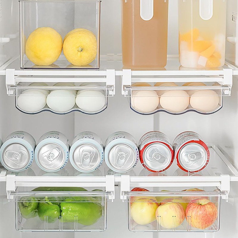 katmerio Fridge Organiser, Extendable Fridge Drawer Organiser, Fridge Storage Box,
