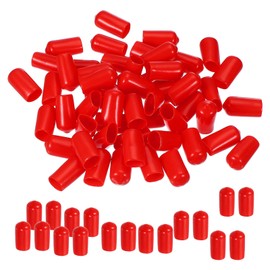 PATIKIL 10mm ID Round Rubber End Caps 100pcs Rubber Bolt Cover Caps Vinyl Rubber Flexible Screw Thread Protector for Metal Tube Rod Bolts, Red