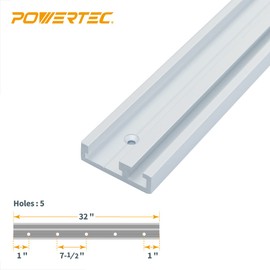 POWERTEC 71359-P2 Aluminum Combo T-Track Miter Track for Woodworking | 32" Dual Track Rail Aluminum Grey | 2 PK