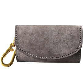 AURAMU MARGOT TOTTI Carabiner Key Case & Coin Case, Italian Leather, Coin Purse, Genuine Leather, Women's, Men's, Smart Key Compatible, Wallet, Greigio