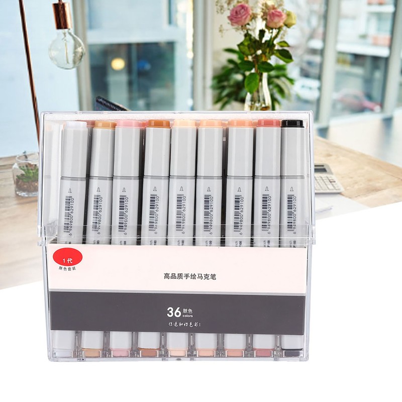 Marker Pen Double Head Skin Colors Transparent Set Painting Brush