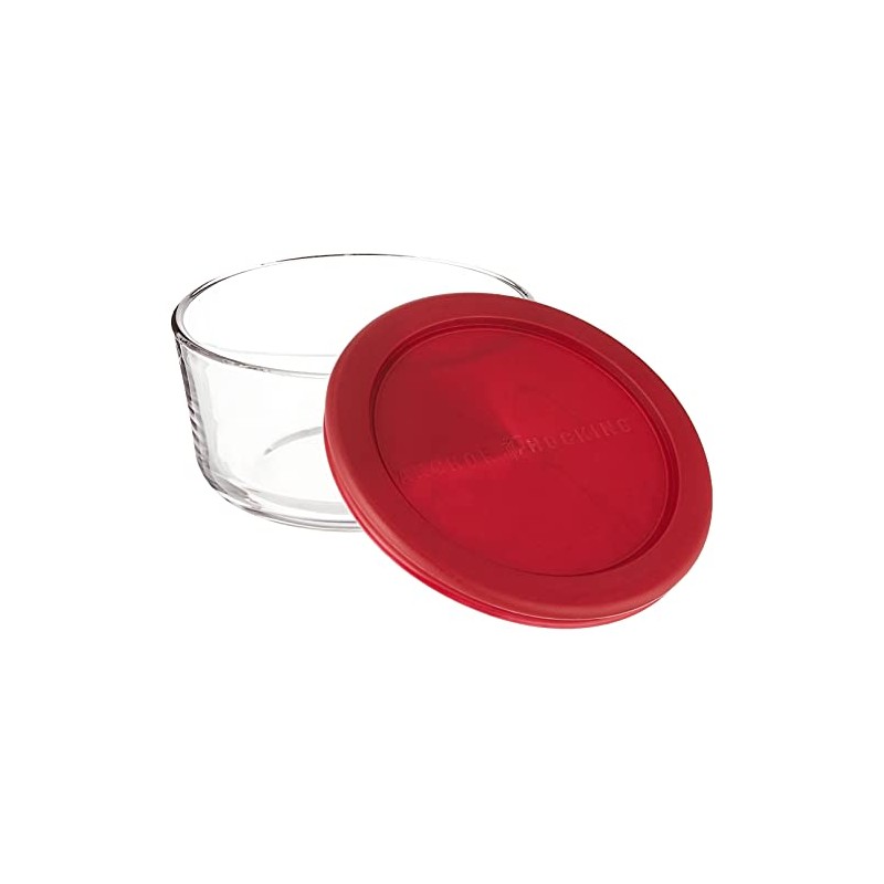 Anchor Hocking Classic Glass Food Storage Containers with Lids, Red,