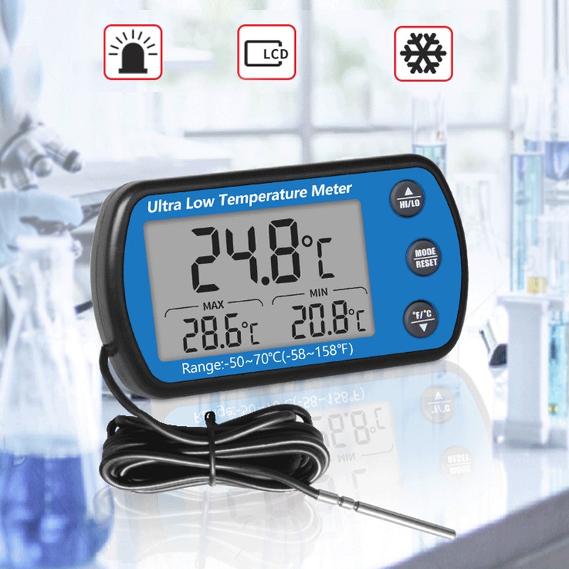 Refrigerator Thermometer ‑50 to 70℃ Digital LCD Display with Alarm