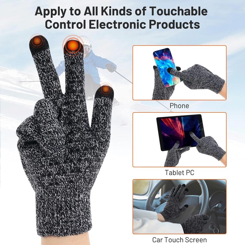 USB Heated Gloves, Double-Sided Heating Winter Thermal Gloves for Men