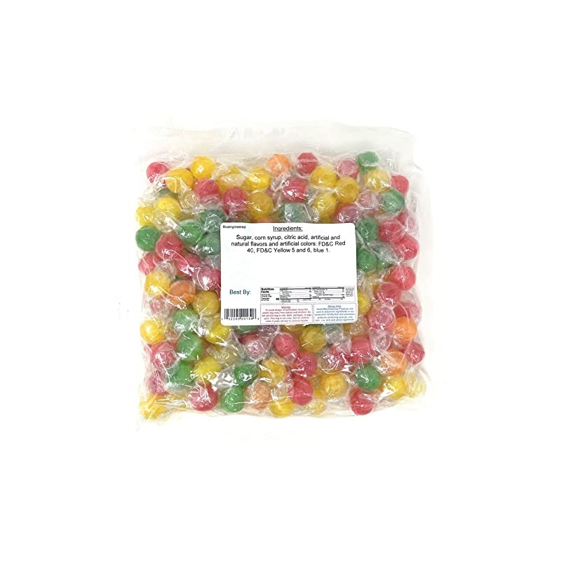 YANKEETRADERS Assorted Sour Fruit Balls, 2 Lb Bag