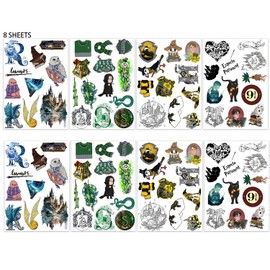 GTOTd Wizarding World Tattoo Temporary Tattoos (8 Sheets) Gifts Merchandise Cartoon Decoartions Party Supplies Tattoos Temporary for Kids Theme Birthday Decor Teens