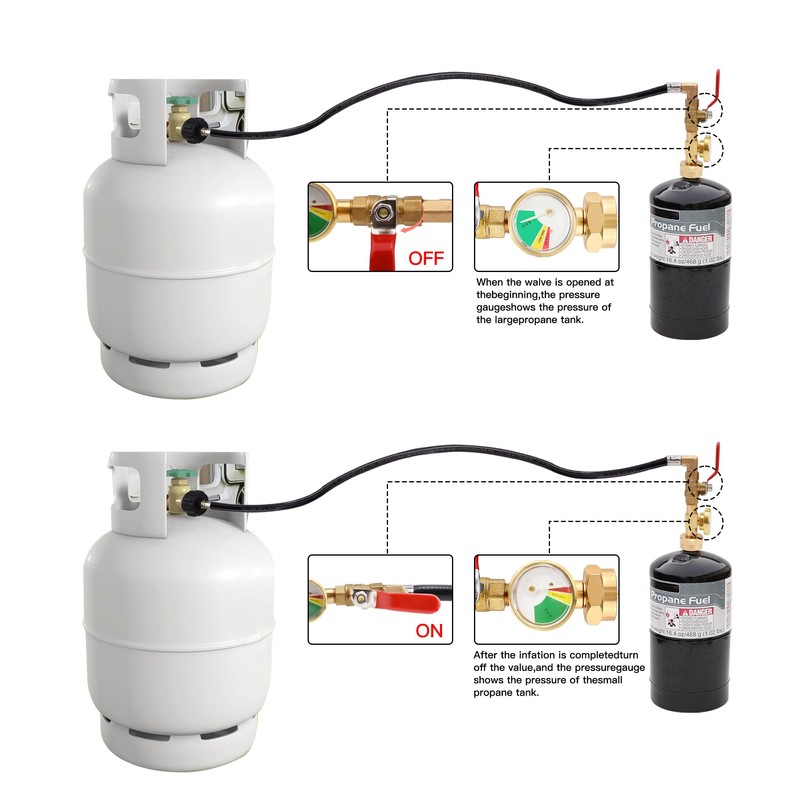 Propane Refill Adapter for 1 lb. Tanks,3 FT Propane Tank