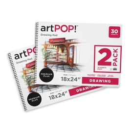 artPOP! Drawing Paper Pads, 2-Pack, 18" x 24", 30 Sheets Each, 80 lb (135gsm), Acid Free Sketchbook for Dry Media, Wirebound Sketchpad for Colored Pencil, Sketching, Graphite, Charcoal, Pastels
