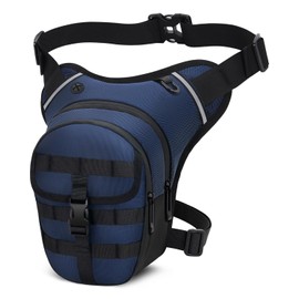 VOBUKE Leg Bag Motorcycle Men's Thigh Bag Women's Waterproof Sports Leg Holster Reflective Tactical Belt Bag Motorcycle Bag Leg with 4 Pockets Military Leg Bag for Running Cycling, blue