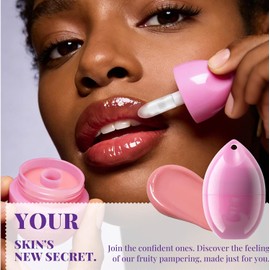 Mascarilla hidratante para labios, bálsamo labial con forma de huevos infundidos de frutas multicolores con bola peluda, cuidado hidratante para labios, cuidado seguro